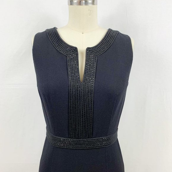 Carmen Marc Valvo Black Sleeveless Sheath Dress - Picture 2 of 8